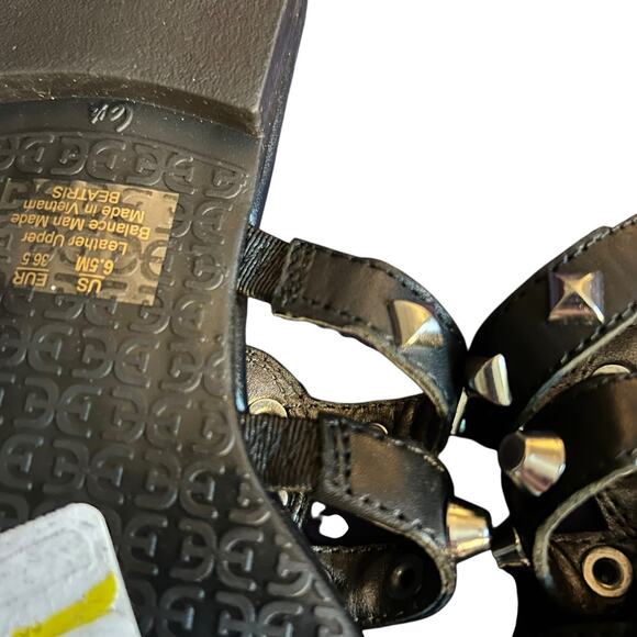 Sam Edelman Black Beatris Leather Sandals SZ 6.5 Studded Slip On Casual Open Toe - Picture 5 of 8